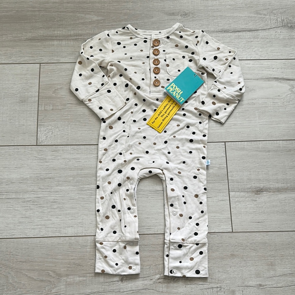 Posh Peanut Bamboo 
Jamie Polka Dot Print Romper